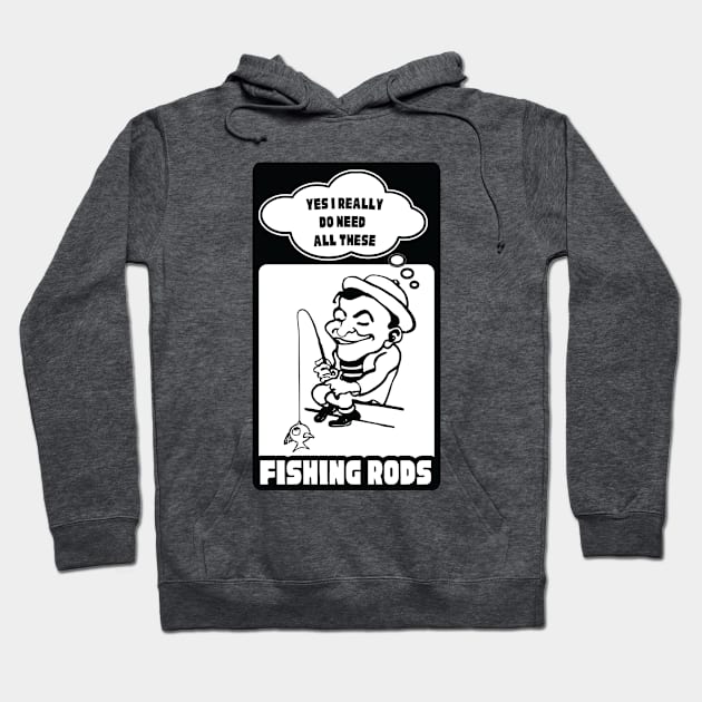 Man with Fishing Rods Loves Fishing A Lot Fishing is my Hobby Hoodie by Mochabonk